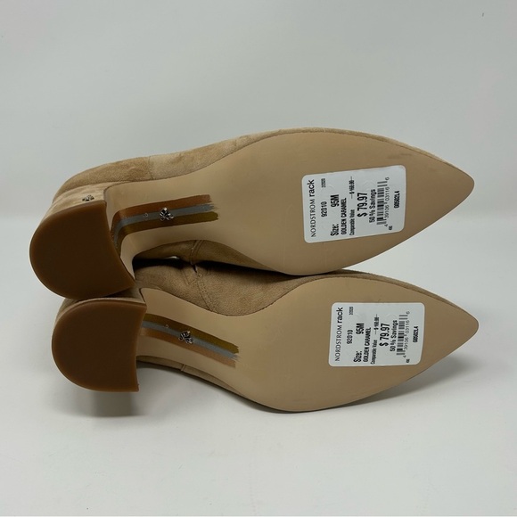 NEW Sam Edelman Hilty Suede Heeled Boots in Caramel - Picture 5 of 6